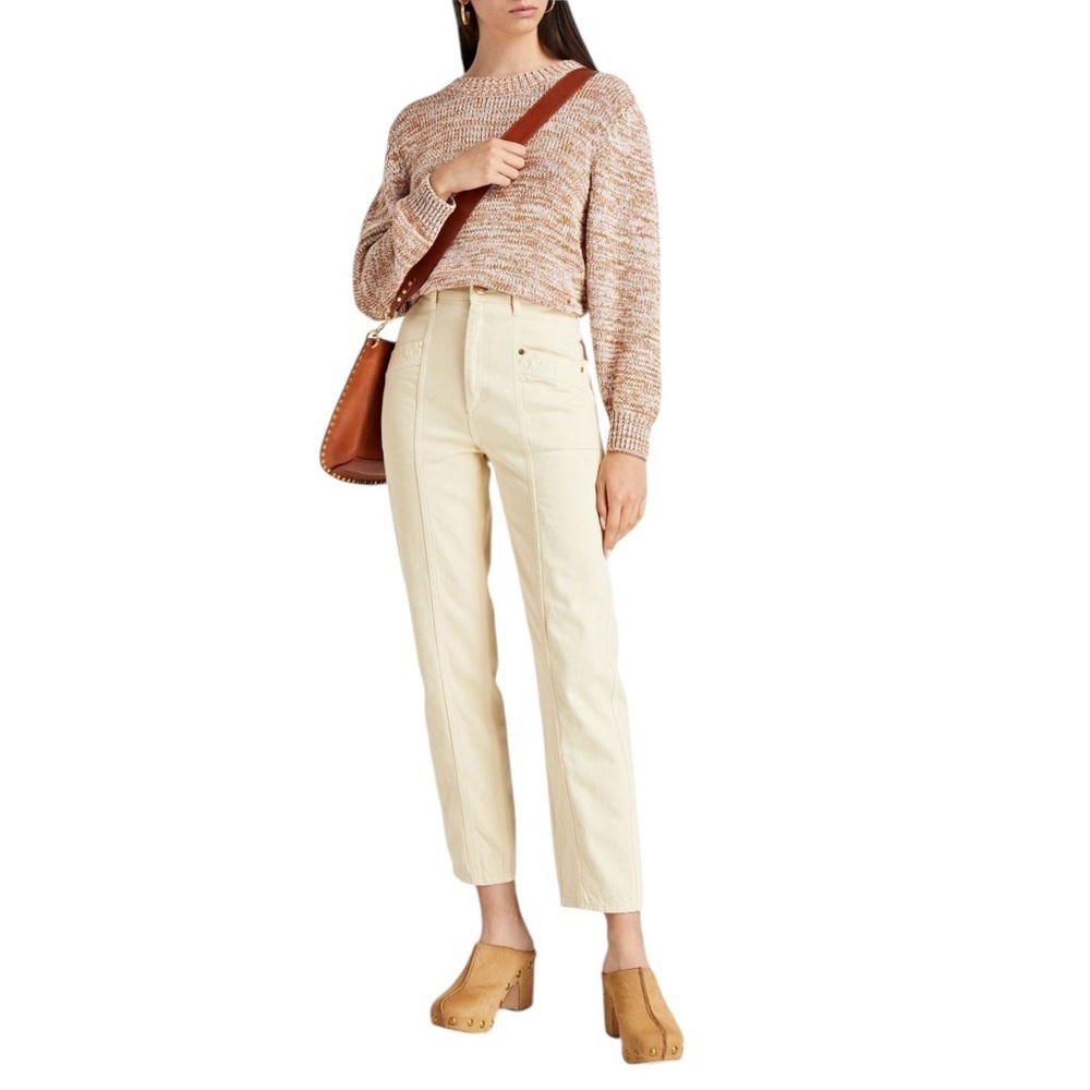 SANDRO NWT Otis High Waisted Barrel Jeans in Ecru/Off White in Sz 30-31